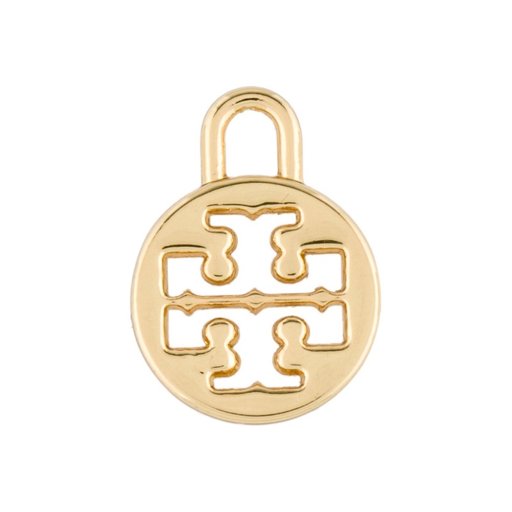 Tory Burch Gold Tone Double T Logo Padlock Charm Pendant Necklace